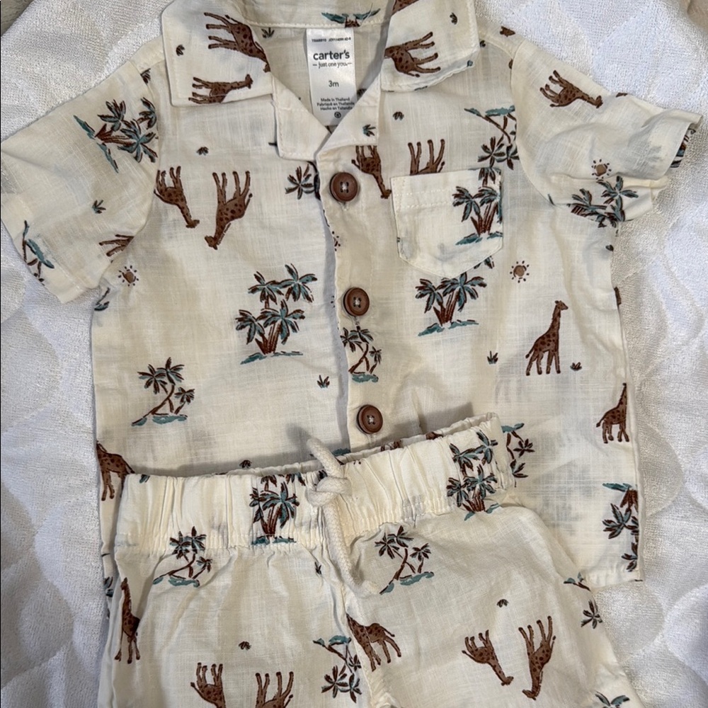 Carter's baby boy safari outfit set size 3 mo